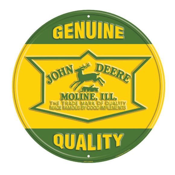 John Deere Metal Round Sign Genuine Quality