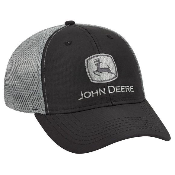 John Deere Black/Gray Stretch Fit John Deere Cap