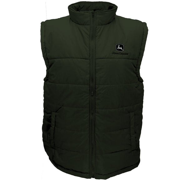 John Deere Mens Olive Polyfill Zipper Vest