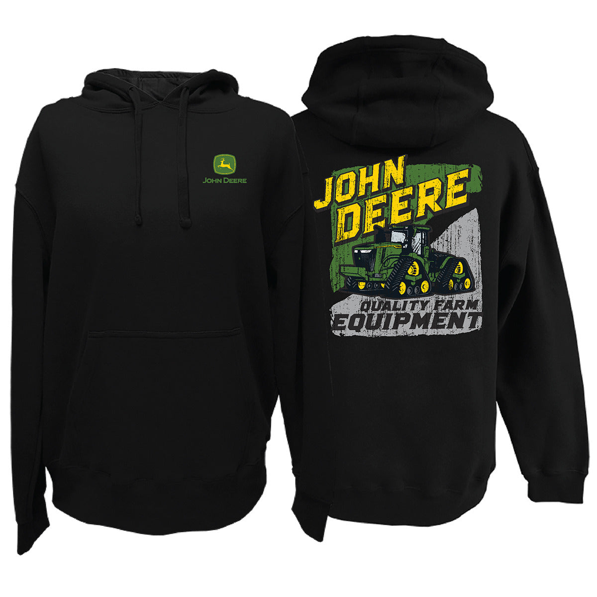 John Deere Mens Black Track Pullover Hoodie - Main Image