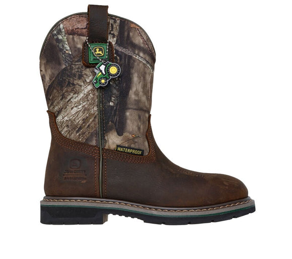 Boy's John Deere Brown Leather & Camo Boot