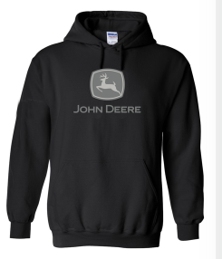 John Deere Black Grey Logo Hoodie