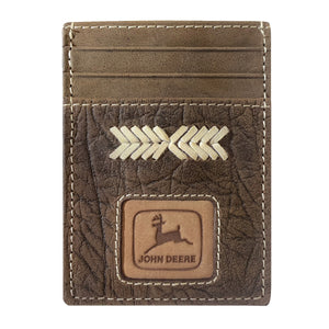 John Deere Logo Leather Patch Money Clip