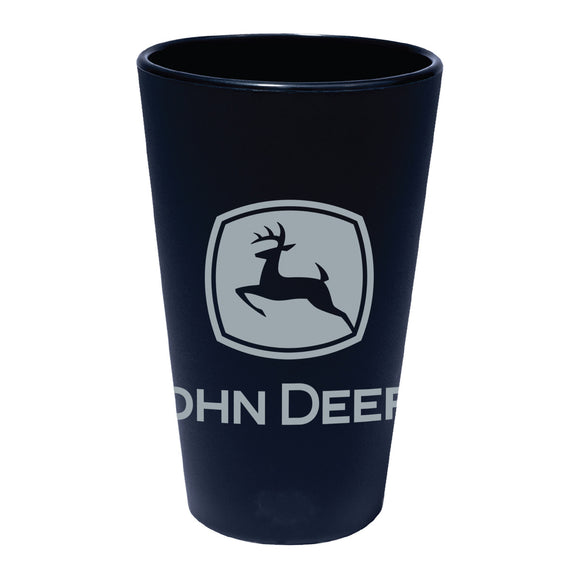 John Deere Black AG 16oz Silicone Pint Glass