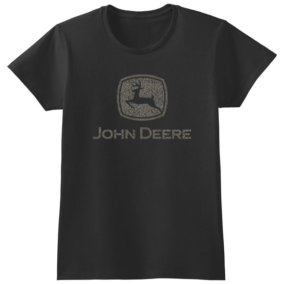 John Deere Women's Black Super Silver Glitter TM Tee