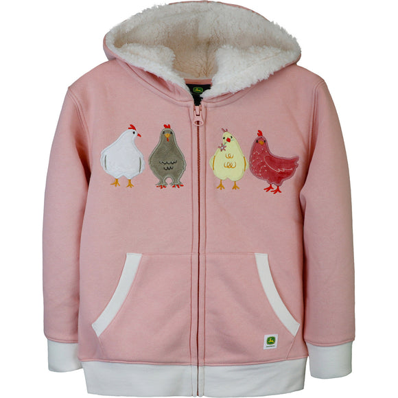 John Deere Girl Child Fleece Hoodie Chicken