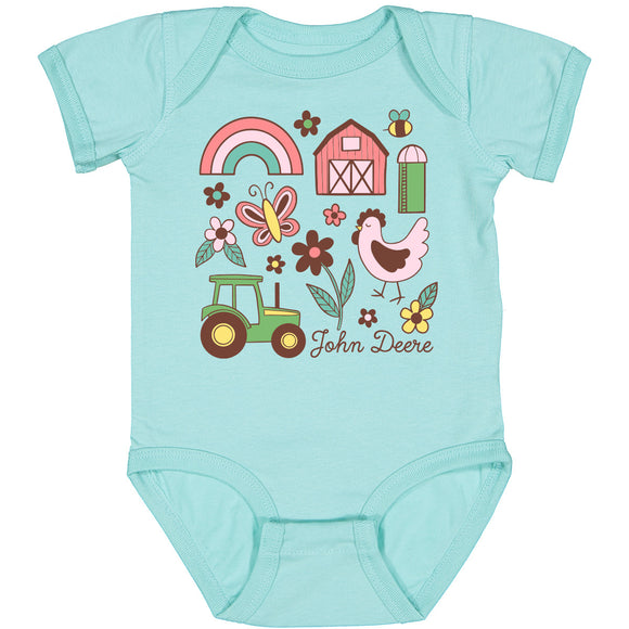 John Deer Infant Chill Farm Scene Short Sleeve Bodysuit
