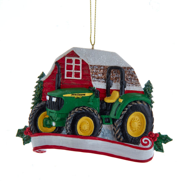 John Deere 5075 Tractor and Barn Ornament