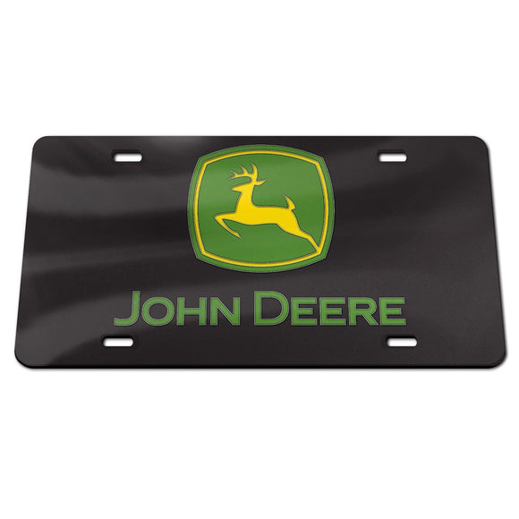 John Deere Black Trademark Logo License Plate