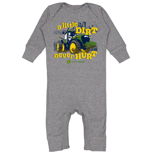 John Deere Infant A Little Dirt Long Sleeve Romper
