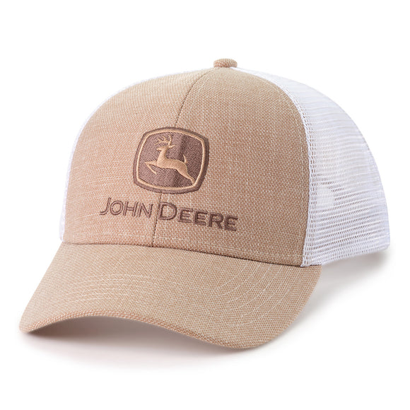 John Deere Khaki/White Mesh Cap