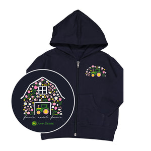 John Deere Toddler Flower Barn Zip Hoodie