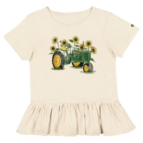 John Deere Toddler Sunflower Tractor Peplum