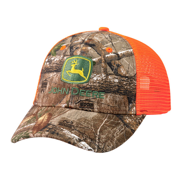 John Deere Camo Twill/Orange Mesh Cap