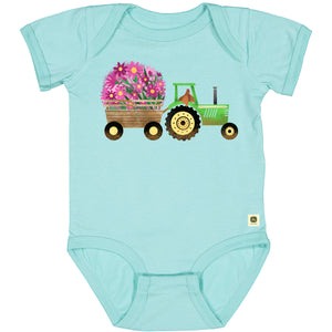 John Deere Infant Tractor w Flowers Bodysuit