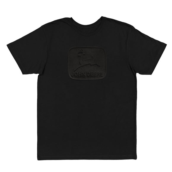 John Deere Black Vintage  Embossed Short Sleeve Tee