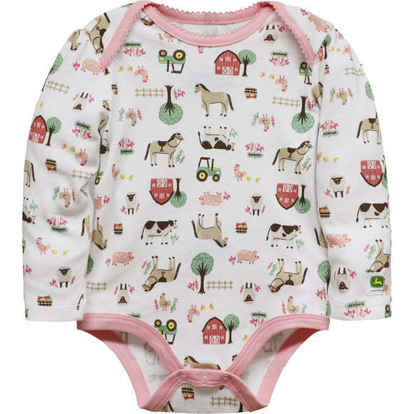 John Deere Infant Girl Bodysuit Animals