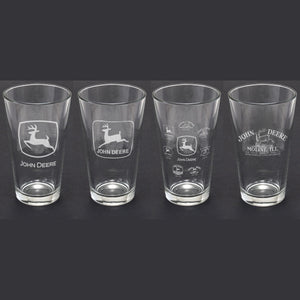 John Deere Set of 4 Etch White Glass Tumblers