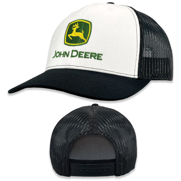 John Deere Mens White Embro Hat
