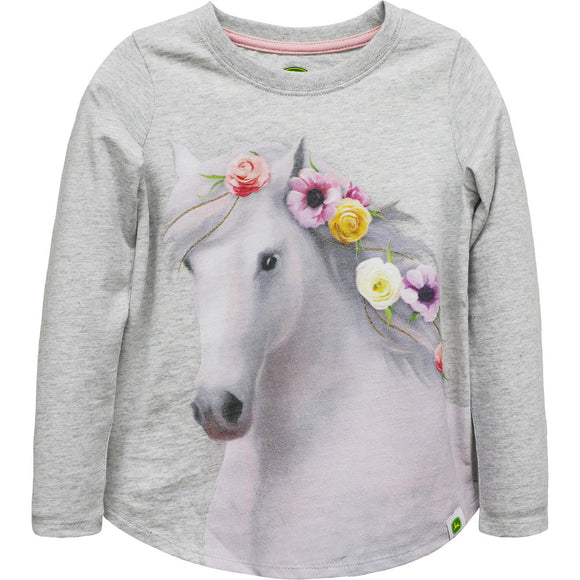 John Deere Toddler Girl Tee Flower Horse