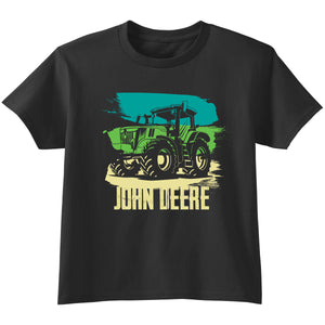 John Deere Youth Black Paint Stripe Tractor Tee