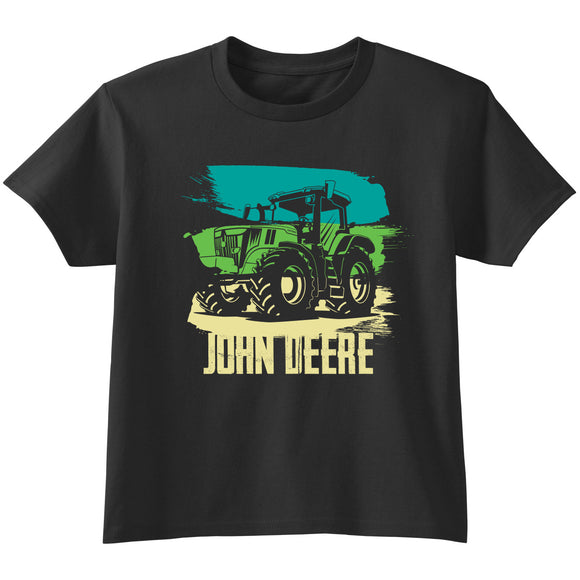 John Deere Youth Black Paint Stripe Tractor Tee