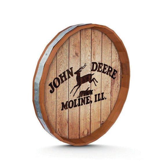 John Deere Wooden Sign Round JD Moline
