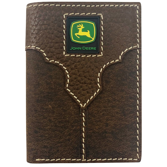 John Deere Mens Rugged Leather Trifold Wallet