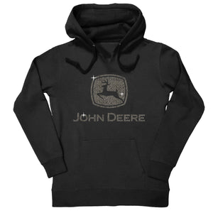 John Deere Womens Black Super Silver Glitter Hood