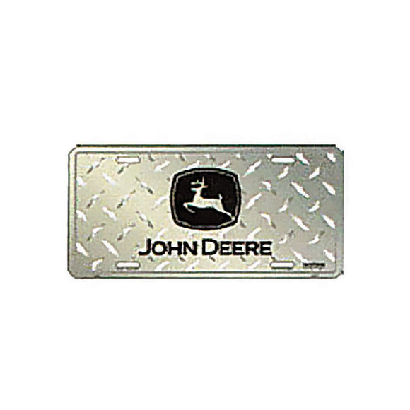 John Deere Metal License Plate Black Logo