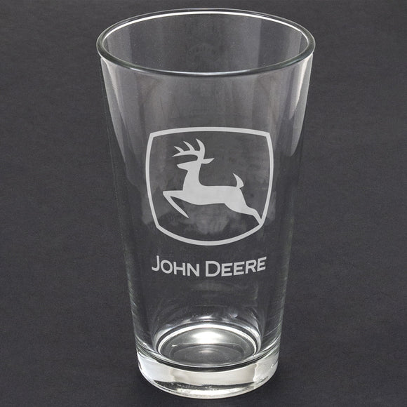 John Deere 2000 Etch White Glass Tumbler