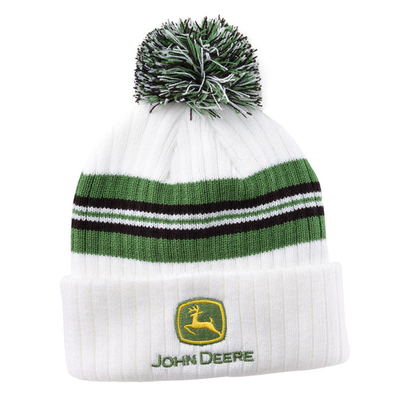 John Deere Striped Beanie w/ Pom