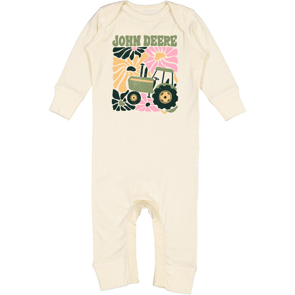 John Deere Infant Retro Floral Long Sleeve Romper