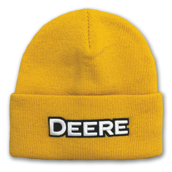 John Deere Yellow Cuffed Knit Deere Beanie