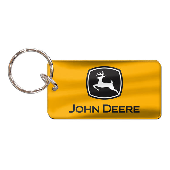 John Deere Rectangle Construction Key Ring