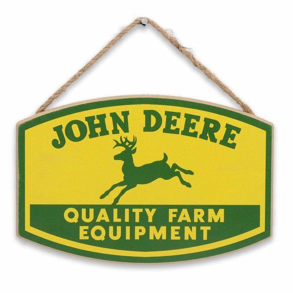 John Deere Quality Equipment Hanging Wood Sign
