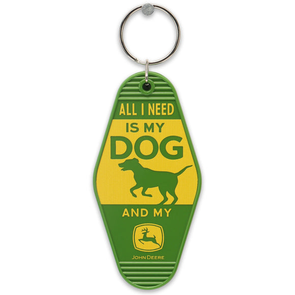 John Deere All I Need is My Dog Keychain