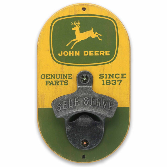 John Deere Logo Vintage Wood Bottle Opener
