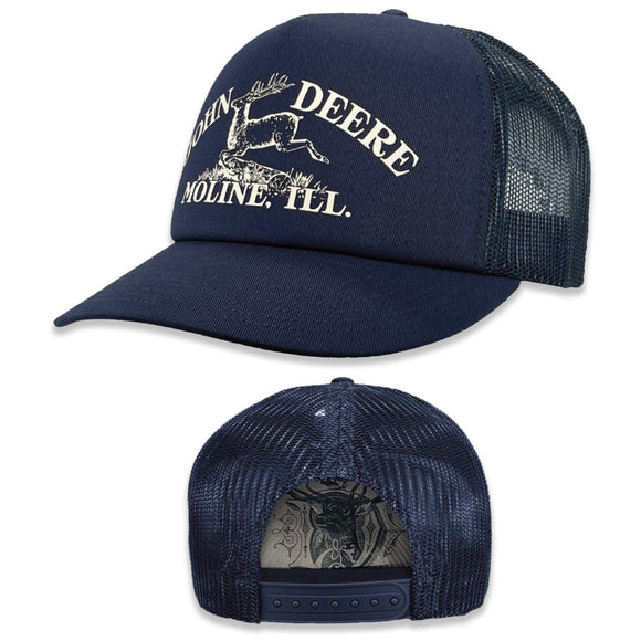 John Deere Mens Navy Vintage Print Hat