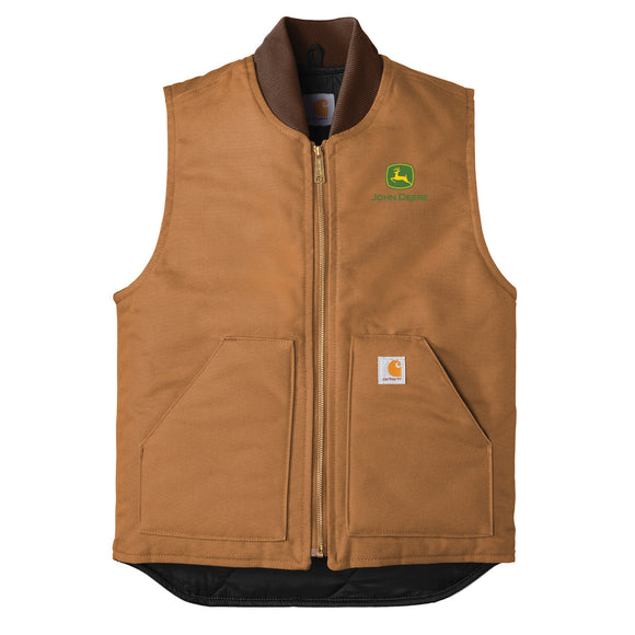 John Deere Carhartt Construction Brown Embroidered Duck Vest