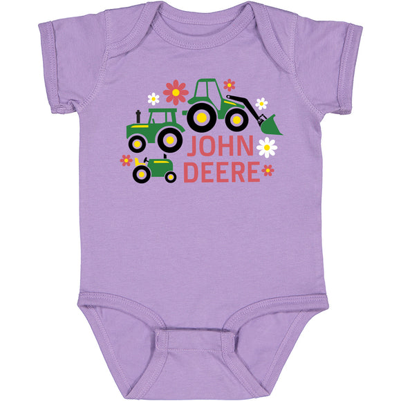 John Deere Infant Tractors Flowers Bodysuit