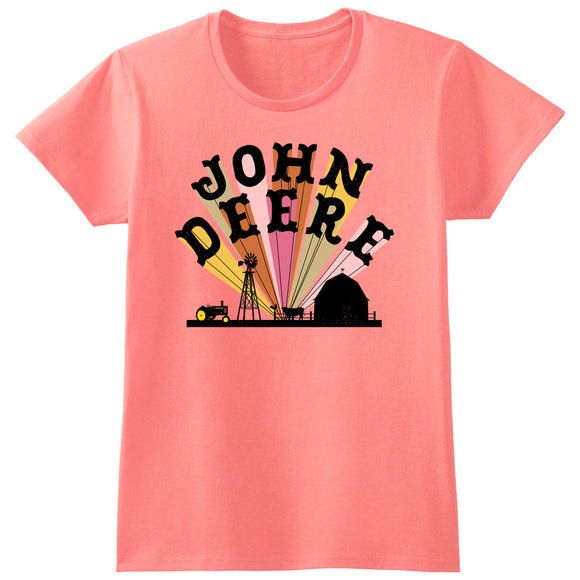 John Deere Womens Farm Scene Silhouette Tee