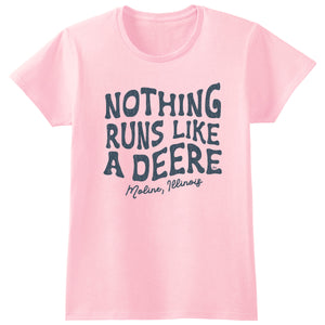 John Deere Womens Pink "Nothing Runs Like a Deere" Wavy Print Tee