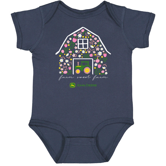 John Deere Infant Flower Barn Bodysuit