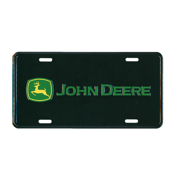 John Deere Metal License Plate - Black