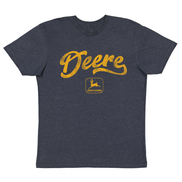 John Deere Men's Navy Script Deere Print Short Sleeve Tee