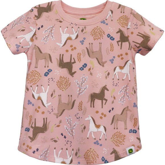 John Deere Toddler Girl Horse Print Tee