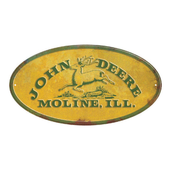 John Deere Metal Sign Yellow JD Moline