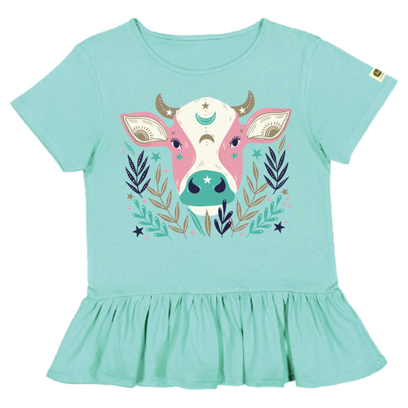 John Deere Mystic Cow Toddler Peplum Top