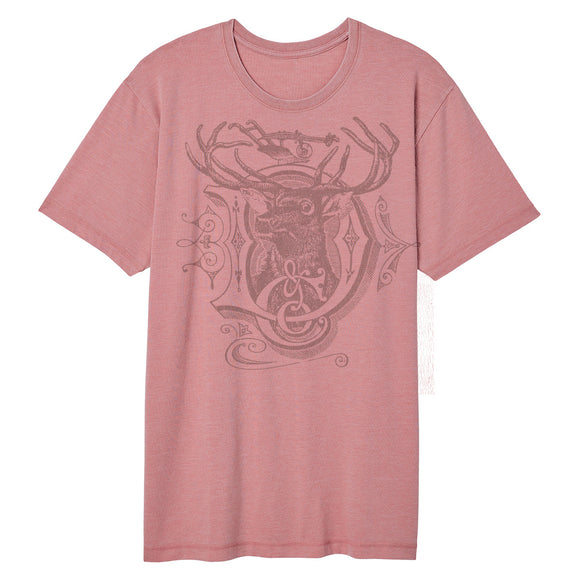 John Deere Vintage Dusty Rose Stock Buck Short Sleeve Tee